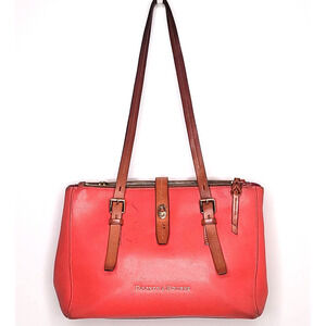 Dooney & Bourke Claremont Dover Tote in Geranium Red / Pink, Chevron Lining